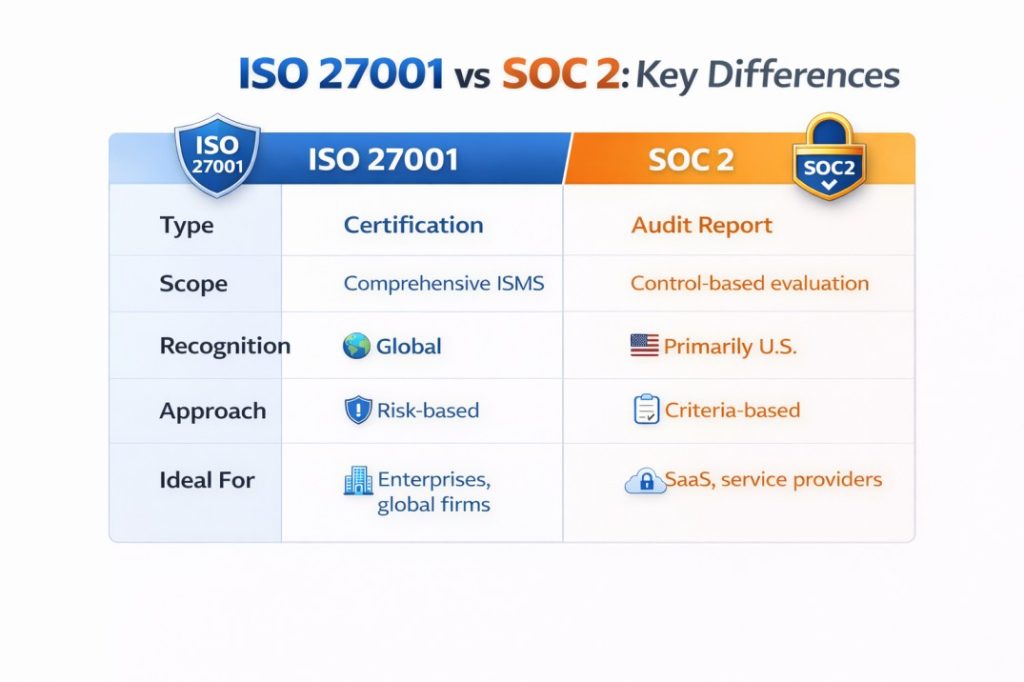 ISO 27001 vs SOC 2 Key Differences