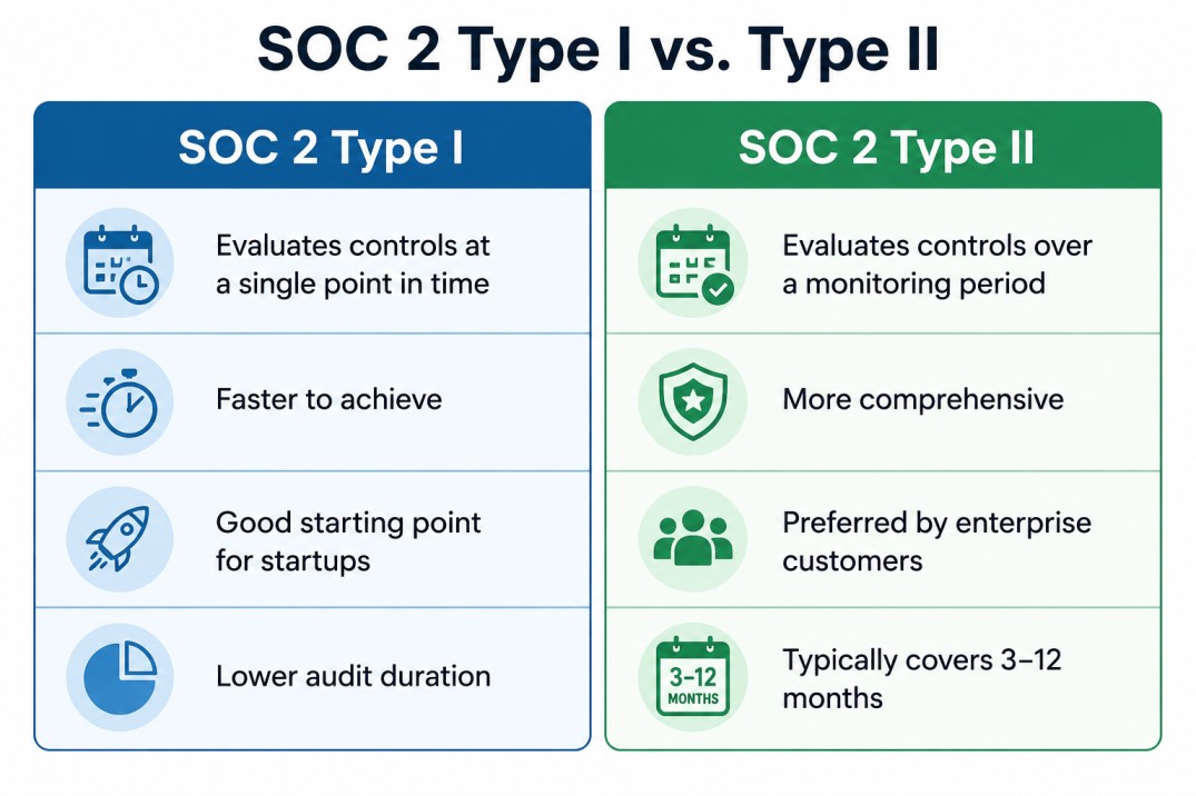 SOC 2 Type I vs. Type II